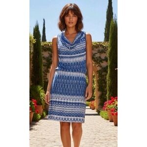 Cynthia Rowley Blue and White Knit Midi Dress